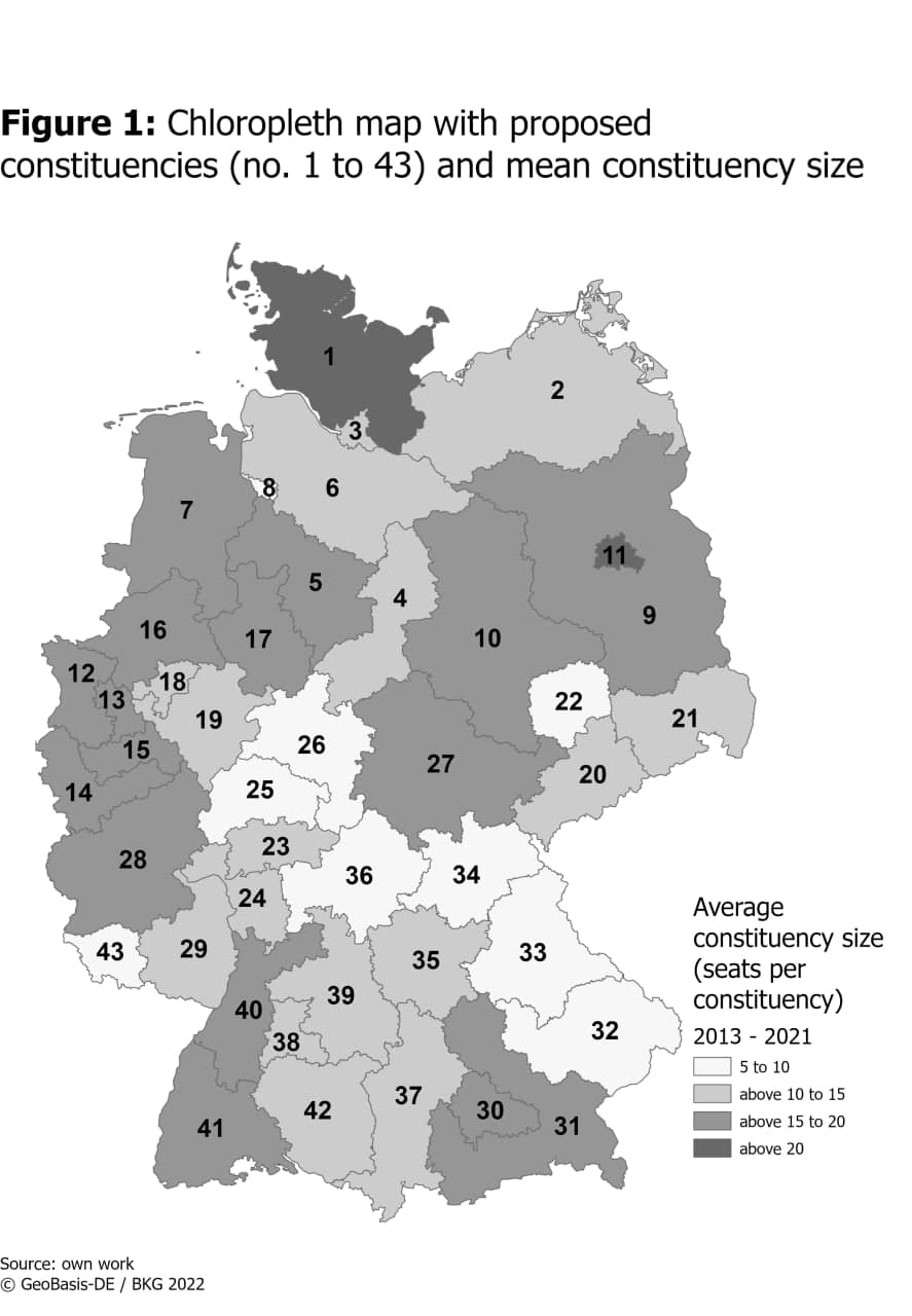 Chloropleth map of constituencies: how to evade visual deception